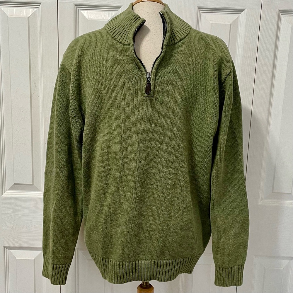 Men's Olive Green Half-Zip Sweater